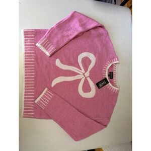 Major Label Group Pink Bow Sweater Crew Neck Long Sleeve Knit Top NWT Small